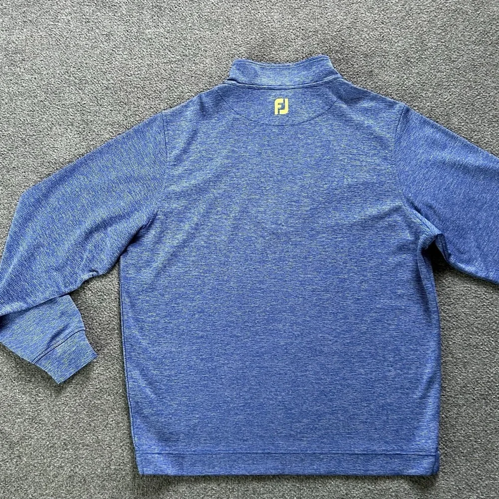 FootJoy Pullover Men XL Royal Blue Heather Pinstripe Half Zip Pullover Golf Top